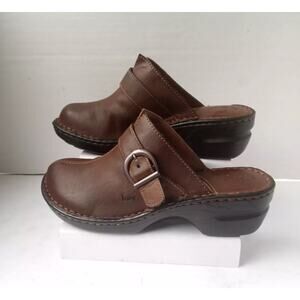 B.O.C. Born of Concept Brown Buckle Slip-On Mules Clogs Women 8M Leather Comfort